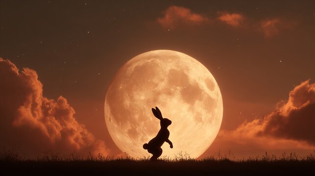 Hare Silhouette Dance: Full Moon Serenade - Powered by Adobe