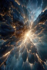 Radiant sunburst through dark clouds