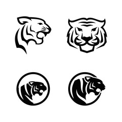 Stylized Tiger Head Logos and Emblems - Modern Black and White Animal Mascot Designs
