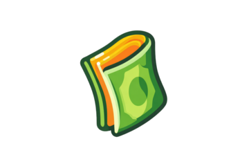 Cartoonish stylized money, depicted as a stack of bills
