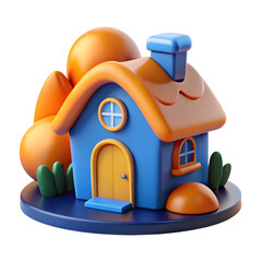 Charming Cartoon House Illustration with Whimsical Design and Playful Color Palette