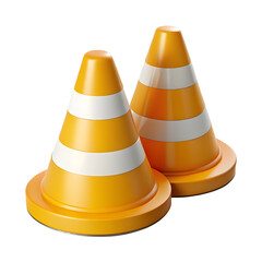 Orange Traffic Cones 3D Render Illustration for Construction and Safety