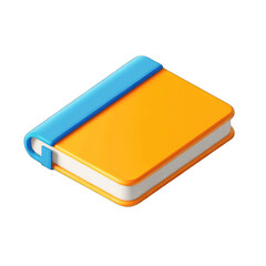 Orange book icon with blue spine, 3D style