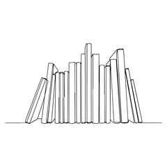 Obraz premium books lined up, simple minimalist aesthetic one line art, isolated on white background