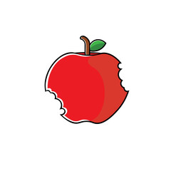 Vector of a bright red apple with a bite mark