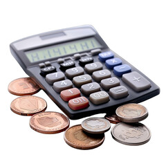Calculator atop a pile of coins (1)