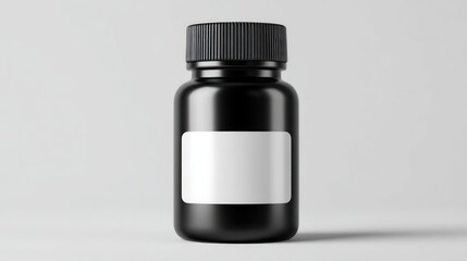 Fototapeta premium Black bottle with blank white label isolated product presentation concept