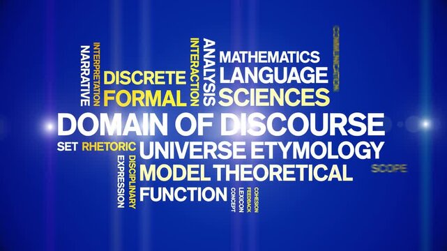 Domain of Discourse animated word cloud-text design animation tag kinetic typography seamless loop.