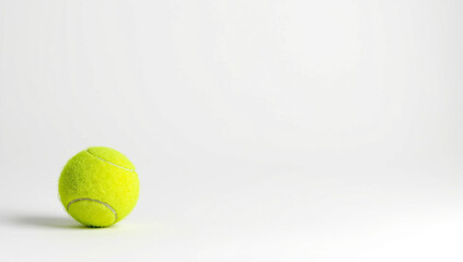 A single yellow tennis ball on a clean white background, representing sports, focus, and competition