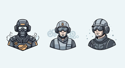 Futuristic Soldier Portraits in Gray and Black
