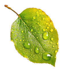 Close-up of a vibrant green leaf, glistening with water droplets