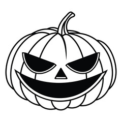 Scary Jack O Lantern Pumpkin Vector.