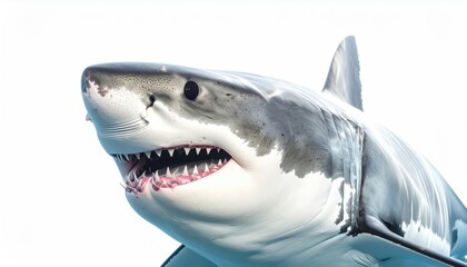 Naklejka premium Great white shark close-up underwater ocean predator wildlife