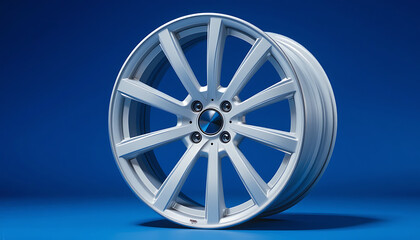 Obraz premium White and Blue Car Wheel 3D Render