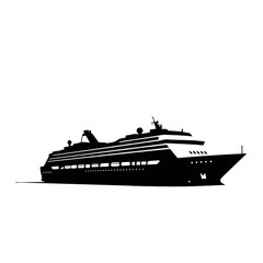 Fototapeta premium Elegant cruise ship silhouette gliding through calm waters, evoking luxury travel, adventure, and sophisticated vacation experiences for discerning travelers seeking escape.