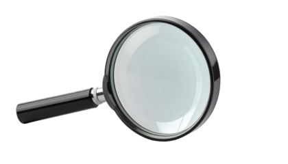 PNG of a magnifying glass, neatly isolated on a clean white background
