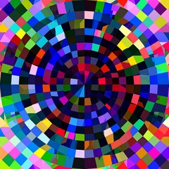 Colorful radial geometric pattern, digital art