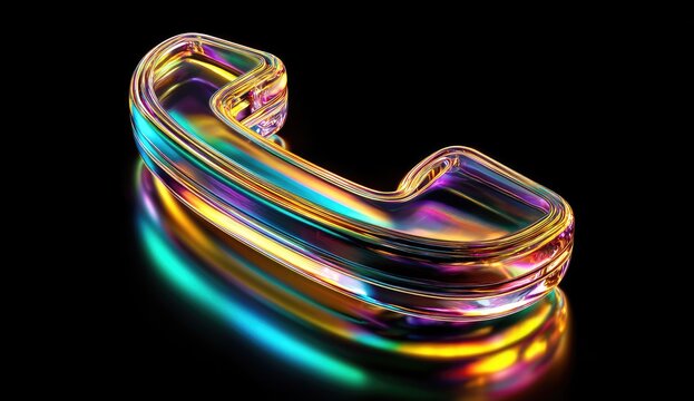 Vibrant, iridescent phone icon on black background
