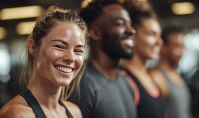 Portraits of happy women in the gym highlight their smiles, reflecting the fulfillment and happiness that come from embracing an active lifestyle.