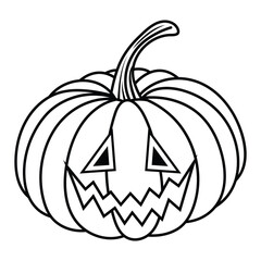 Scary Jack O Lantern Silhouette Pumpkin Vector Illustration.