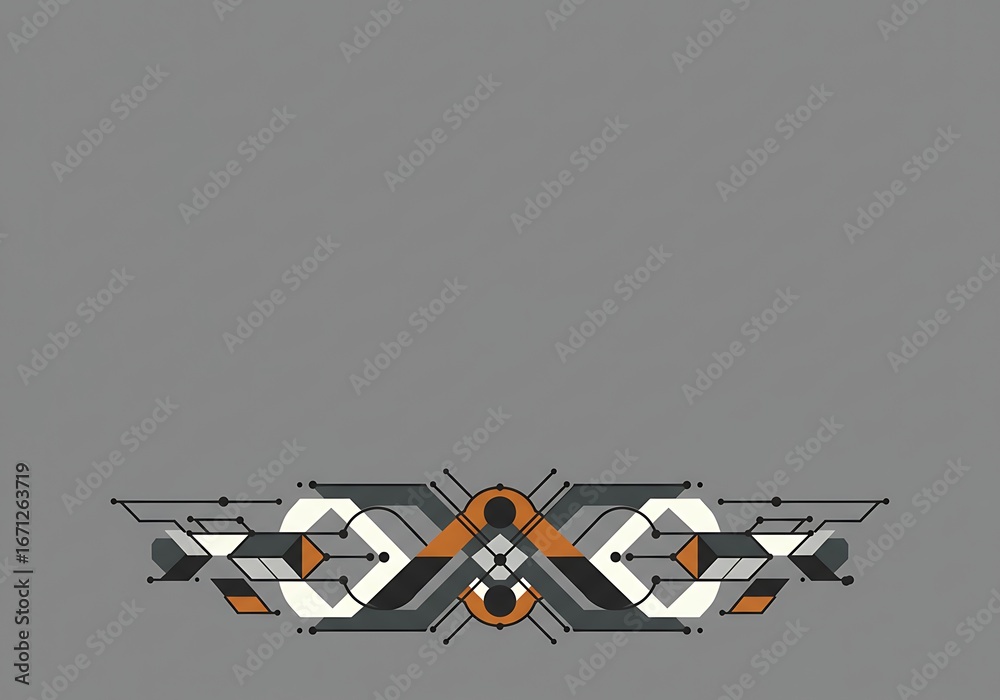 Wall mural abstract geometric pattern with lines and shapes on a gray background design art