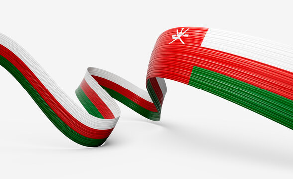 3d Flag Of Oman 3d Shiny Waving Oman Ribbon Flag On White Background 3d Illustration - Powered by Adobe
