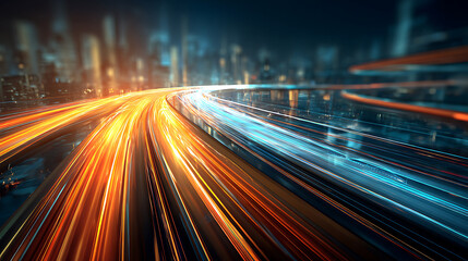 Elevated Maglev Transit Lines Winding Through a Dense Cyber - Futuristic Metropolis for Efficient Urban Mobility Planning in Mega - Cities