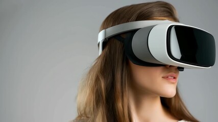 woman wearing VR glasses, cutting edge technology concept