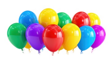 Vibrant collection of assorted color balloons creating a cheerful festive atmosphere for celebrations transparent background