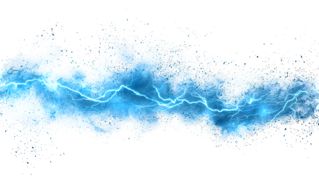 PNG blue lightning effect isolated on a transparent background - Powered by Adobe