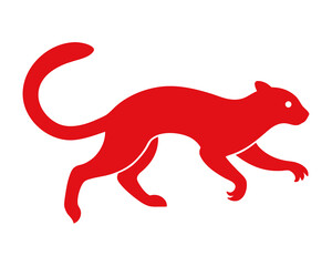 red color Lemur jumping silhouette vector isolated on white background