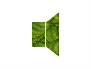 Speaker shape of green leaves on white background ecology concept
