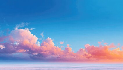 Wide shot of a vibrant sunset sky with clouds