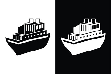 Fototapeta premium Maritime Vessel Icon. Cargo Ship Silhouette on White Background