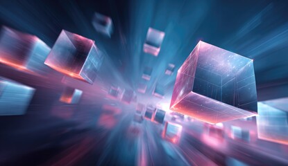 Abstract digital cubes in motion