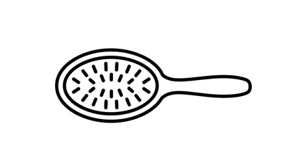 Simple Black Outline of an Oval Hairbrush
