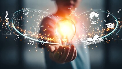 Illuminating Ideas: Innovation and Knowledge Visualization with a Light Bulb Concept, exploring - Powered by Adobe