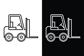 Forklift Truck Line Art. Bold Stroke Industrial Icon Vector