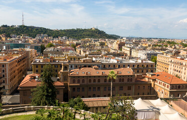 Rome, Italy - August 16, 2019: View of Rome from the windows of the Vatican Museum