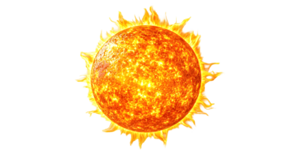round sun isolated on a transparent background