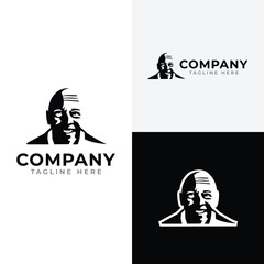 Parents or elderly people smiling logo symbol icon flat stock vector design