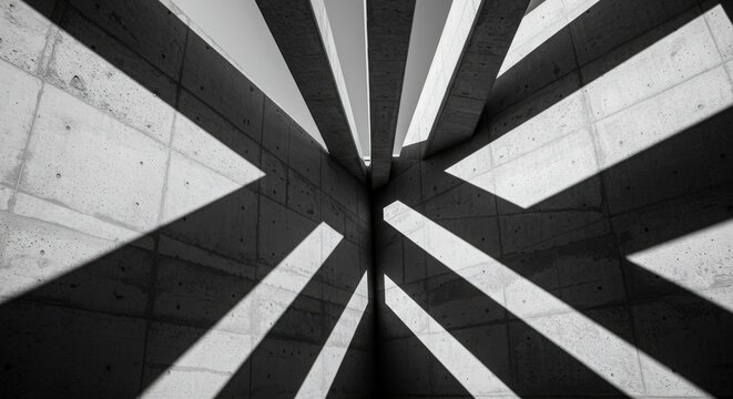 Abstract Patterns of Shadows and Light in Concrete Architecture