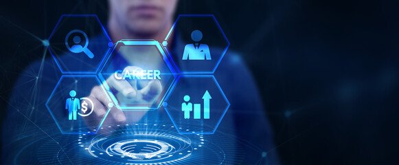 Coach motivate to career growth. Personal development, personal and career growth. Potential concepts.
