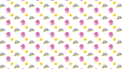 16:9　UFOと星と火星人の背景素材