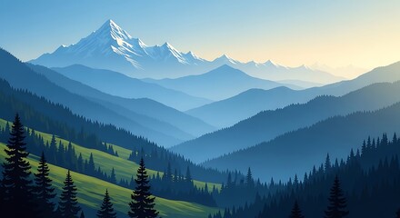 Obraz premium Mountain Valley Landscape.
