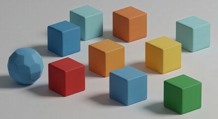 Obraz premium Colorful Geometric Shapes on a Light Background for Creative Use