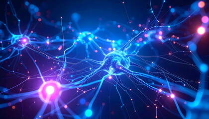 Fototapeta premium Glowing Neural Network Connections Abstract Background
