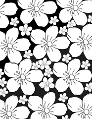 Hand-drawn Doodle Flower Illustration . Floral Line Art Design in black and white. Perfect for use in greeting cards, coloring books, packaging, fabric prints, digital scrapbook.
