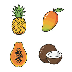 Tropical fruit icons