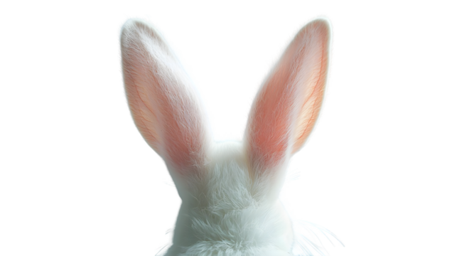 White rabbit ears isolated on a transparent background